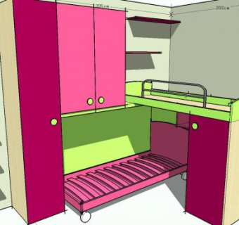 儿童卧室带梯子SU模型下载_sketchup草图大师SKP模型
