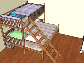 <em>上下床</em>儿童卧室SU模型下载_sketchup草图大师SKP模型