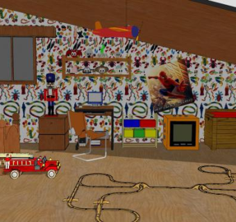 孩童卧室装修SU模型下载_sketchup草图大师SKP模型