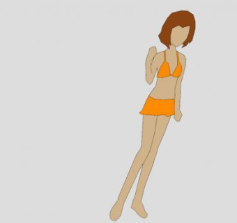 2D游泳短发女孩SU模型下载_sketchup草图大师SKP模型