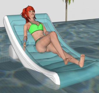 游泳船上的女孩SU模型下载_sketchup草图大师SKP模型