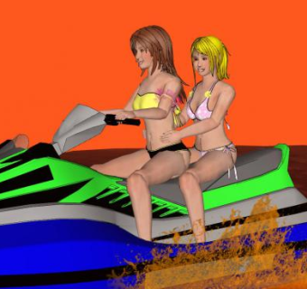 摩托艇上的比基尼女孩SU模型下载_sketchup草图大师SKP模型