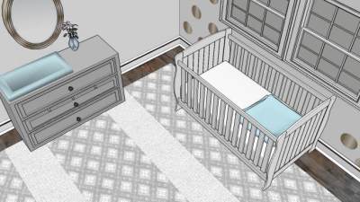 土耳其色儿童房SU模型下载_sketchup草图大师SKP模型