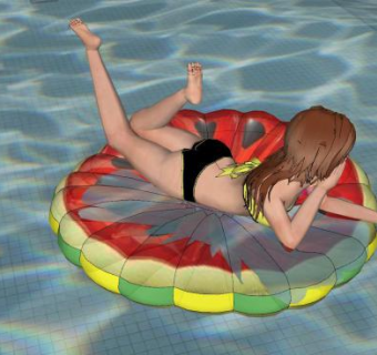 西瓜充气船上的女孩SU模型下载_sketchup草图大师SKP模型