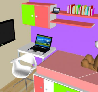 彩色儿童房SU模型下载_sketchup草图大师SKP模型