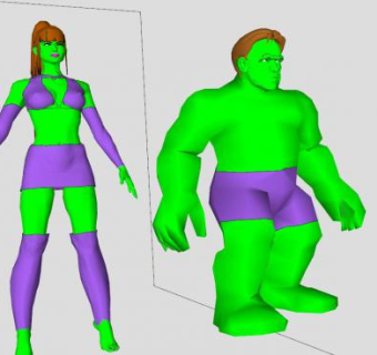 男女绿巨人SU模型下载_sketchup草图大师SKP模型