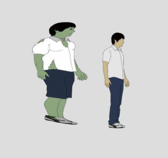 2D浩克男人SU模型下载_sketchup草图大师SKP模型