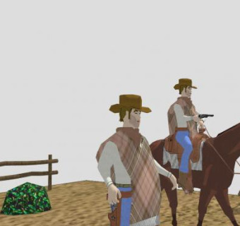 骑马的西部牛仔SU模型下载_sketchup草图大师SKP模型