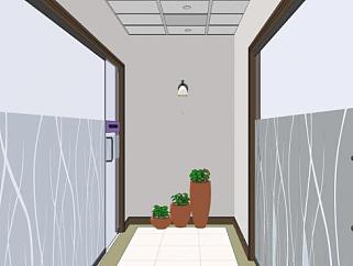 办公室走廊阳台SU模型下载_sketchup草图大师SKP模型