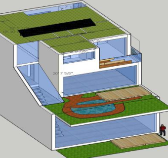 山上房子阳台花园SU模型下载_sketchup草图大师SKP模型