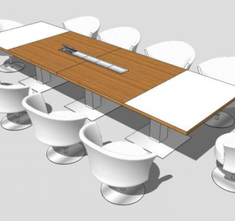 现代接待室桌椅SU模型下载_sketchup草图大师SKP模型