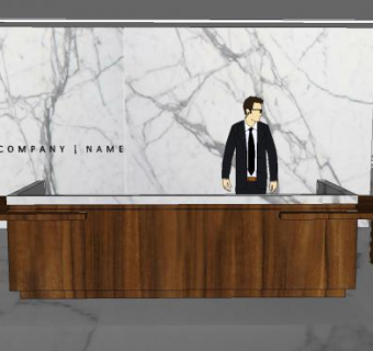 现代办公前台大厅SU模型下载_sketchup草图大师SKP模型