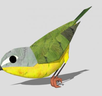 鸟类动物黄喉虫森莺SU模型下载_sketchup草图大师SKP模型