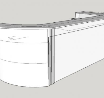 弯曲前台装修SU模型下载_sketchup草图大师SKP模型