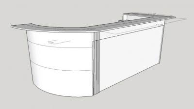 弯曲前台装修SU模型下载_sketchup草图大师SKP模型