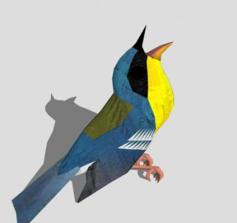 鸟类动物绿背森莺SU模型下载_sketchup草图大师SKP模型