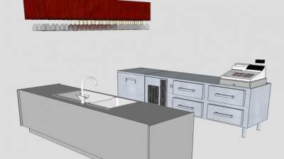 酒吧设备前台SU模型下载_sketchup草图大师SKP模型