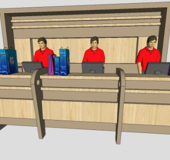 前台大厅收银员SU模型下载_sketchup草图大师SKP模型