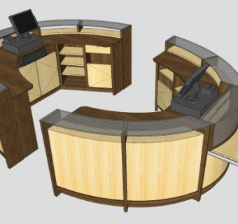 现代出纳柜台SU模型下载_sketchup草图大师SKP模型