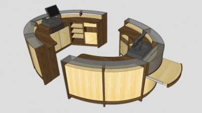 现代出纳柜台SU模型下载_sketchup草图大师SKP模型