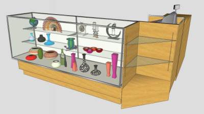 现代转角收银员SU模型下载_sketchup草图大师SKP模型