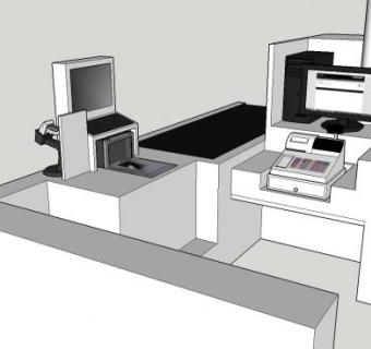 现代白色前台收银台SU模型下载_sketchup草图大师SKP模型