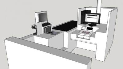 现代白色前台收银台SU模型下载_sketchup草图大师SKP模型