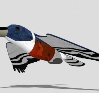 鸟类动物棕腹鱼狗SU模型下载_sketchup草图大师SKP模型