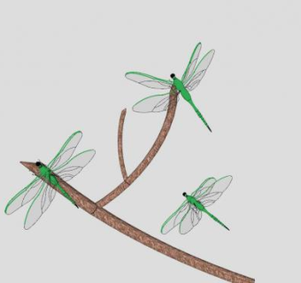 树枝上的蜻蜓SU模型下载_sketchup草图大师SKP模型