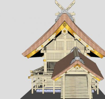 出云大社楼房SU模型下载_sketchup草图大师SKP模型