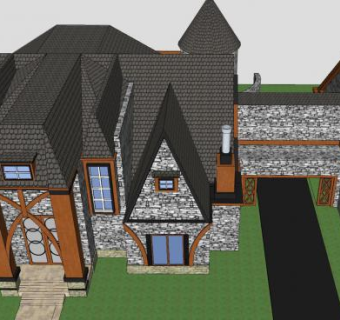 欧洲豪宅售楼处SU模型下载_sketchup草图大师SKP模型
