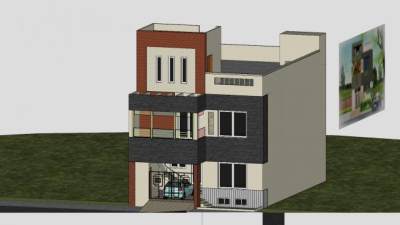 田园风格住宅楼房SU模型下载_sketchup草图大师SKP模型