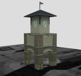 江城旅游中心钟楼SU模型下载_sketchup草图大师SKP模型