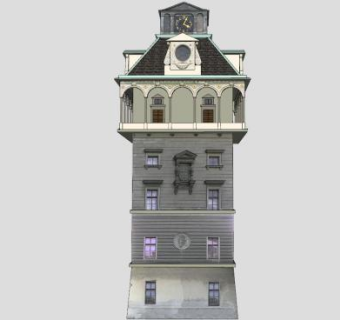 现代楼房建筑水塔SU模型下载_sketchup草图大师SKP模型