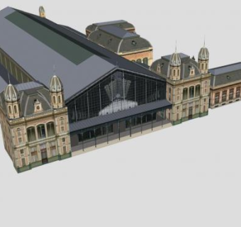 西部火车站售楼处SU模型下载_sketchup草图大师SKP模型