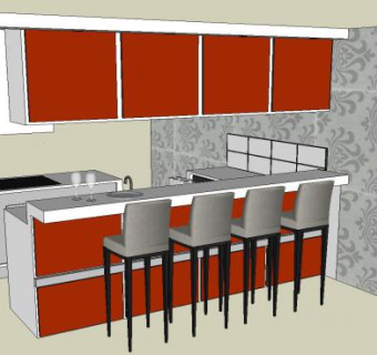 现代风格酒吧吧台装修SU模型下载_sketchup草图大师SKP模型