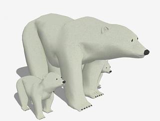 母北极熊和幼崽SU模型下载_sketchup草图大师SKP模型