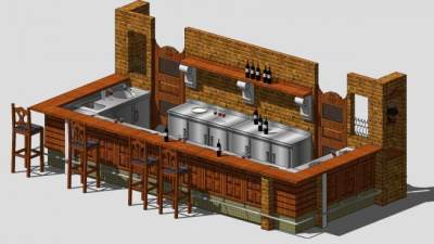 欧式酒吧装修风格SU模型下载_sketchup草图大师SKP模型