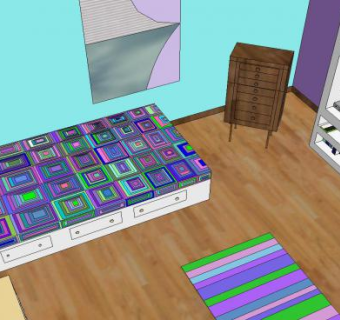 现代家居玛拉房间SU模型下载_sketchup草图大师SKP模型