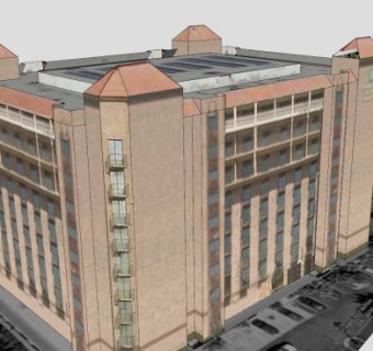 大使馆外观套房酒店SU模型下载_sketchup草图大师SKP模型