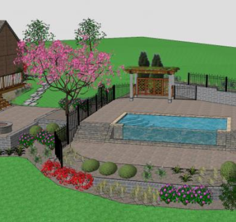 郊外景观别墅花草树木SU模型下载_sketchup草图大师SKP模型