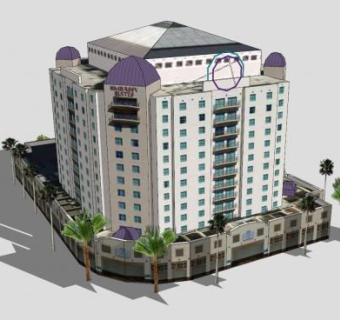 大使馆套房酒店圣地亚哥SU模型下载_sketchup草图大师SKP模型