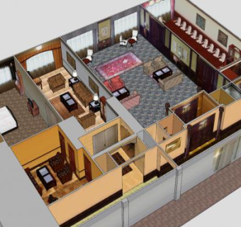 槟城酒店总统套房SU模型下载_sketchup草图大师SKP模型