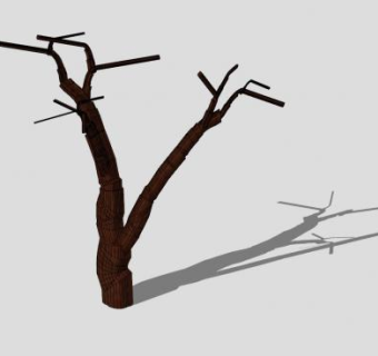 秃秃的树干树枝SU模型下载_sketchup草图大师SKP模型