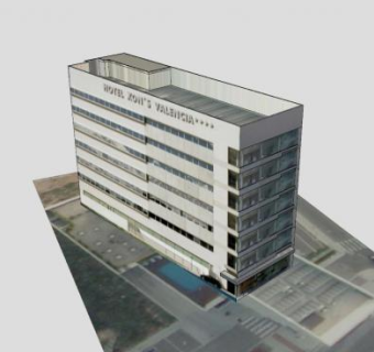 现代建筑酒店SU模型下载_sketchup草图大师SKP模型