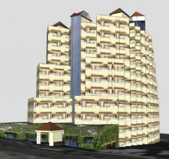 豪华酒店建筑SU模型下载_sketchup草图大师SKP模型