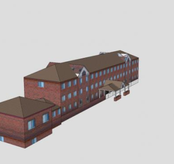 经济旅馆酒店外观SU模型下载_sketchup草图大师SKP模型