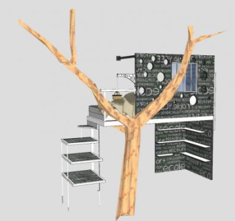 儿童房树干装饰SU模型下载_sketchup草图大师SKP模型