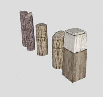 木桩系缆桩SU模型下载_sketchup草图大师SKP模型