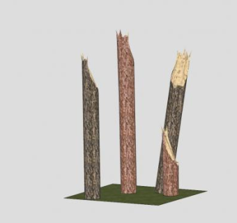 断了的松树和树桩SU模型下载_sketchup草图大师SKP模型